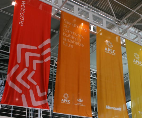 hanging fabric banner